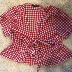 red and white gingham crop top